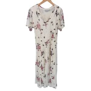 Vintage‎ Starina Fairy Romantic Cottagecore Maxi Dress Womens Medium White Lace
